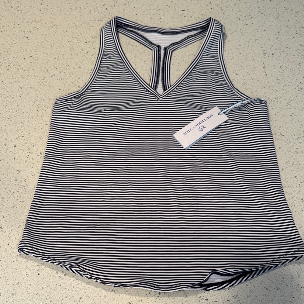 Southern Tide Navy and White Striped Racerback Top